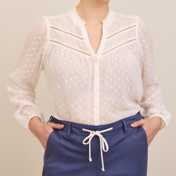 TORRID- Ivory Chiffon Eyelet Blouse - Picture 1 of 7